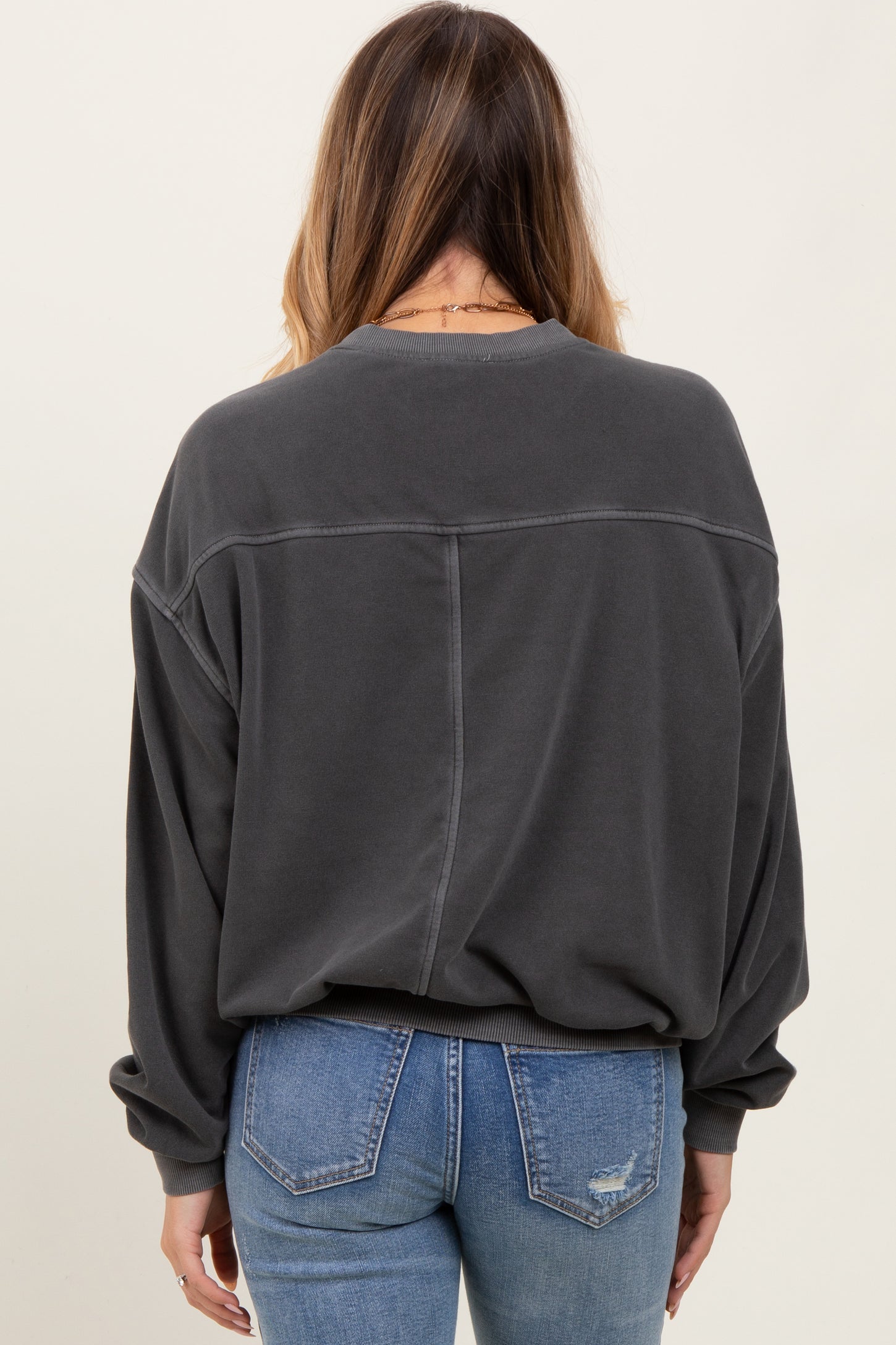 Charcoal Fleece Drop Shoulder Sweatshirt