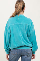 Turquoise Fleece Drop Shoulder Maternity Sweatshirt