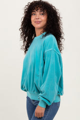 Turquoise Fleece Drop Shoulder Sweatshirt