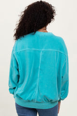 Turquoise Fleece Drop Shoulder Sweatshirt