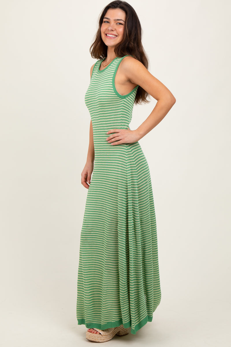 Green Striped Maxi Dress  PinkBlush