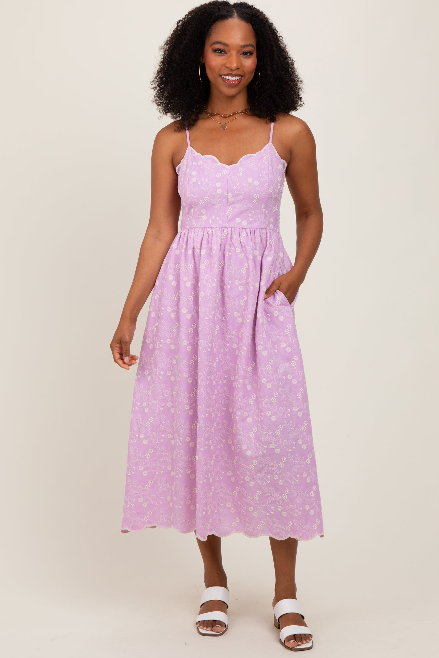 lavender embroidered dress Lavender Floral Embroidered A-line Princess Dress Ohmollydress