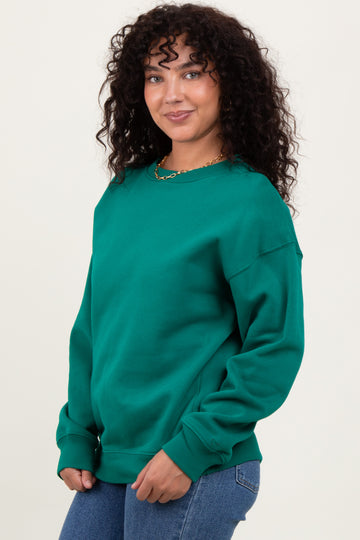 Forest Green Basic Fleece Crewneck Sweatshirt
