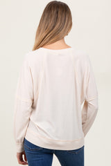 Cream Oversized V-Neck Waffle Knit Maternity Long Sleeve Top