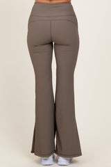 Mocha Ribbed Split Flare Leggings
