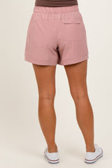 Mauve Elastic Cargo Maternity Shorts