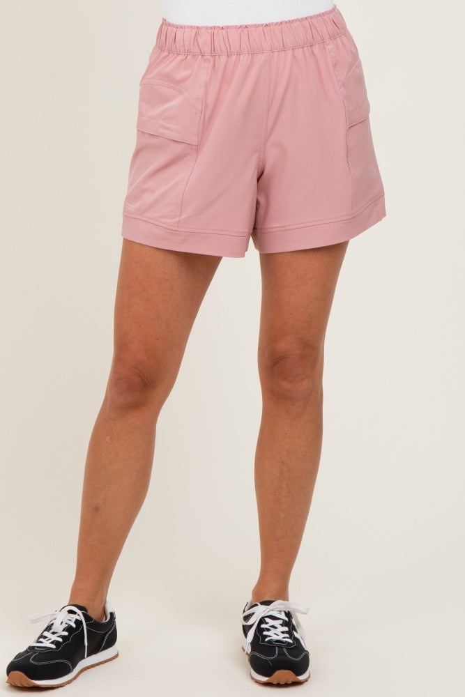 Mauve Elastic Cargo Shorts