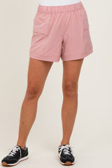 Mauve Elastic Cargo Shorts