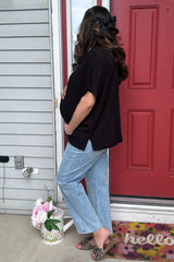 Blue Straight Leg Ankle Maternity Jeans