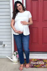 Navy Blue Dark Wash Slim Straight Maternity Jeans
