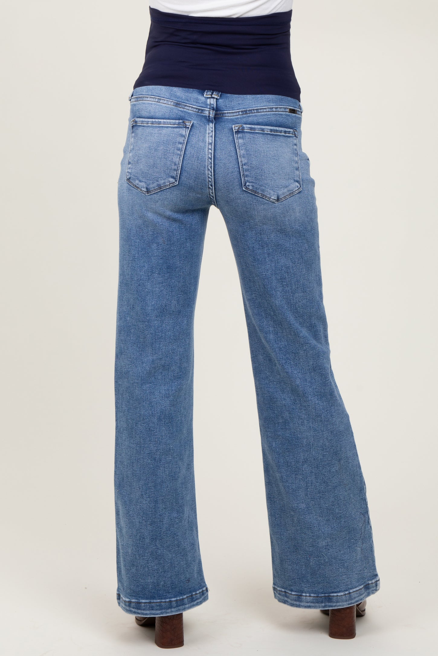 Blue Washed Wide Leg Maternity Jeans
