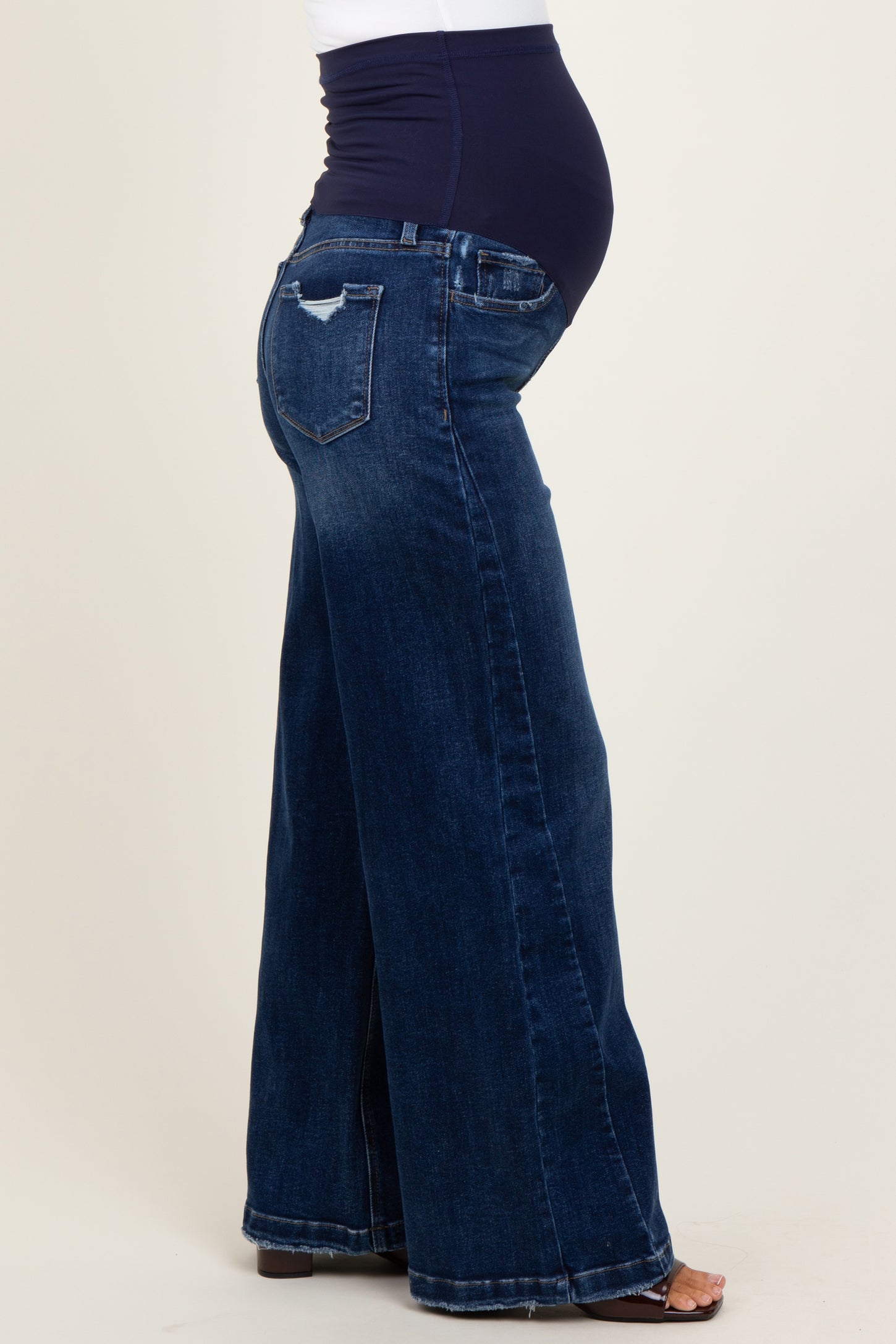 Navy Baggy Wide Leg Maternity Jeans