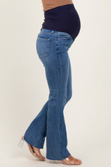 Blue Raw Hem Maternity Bootcut Jeans