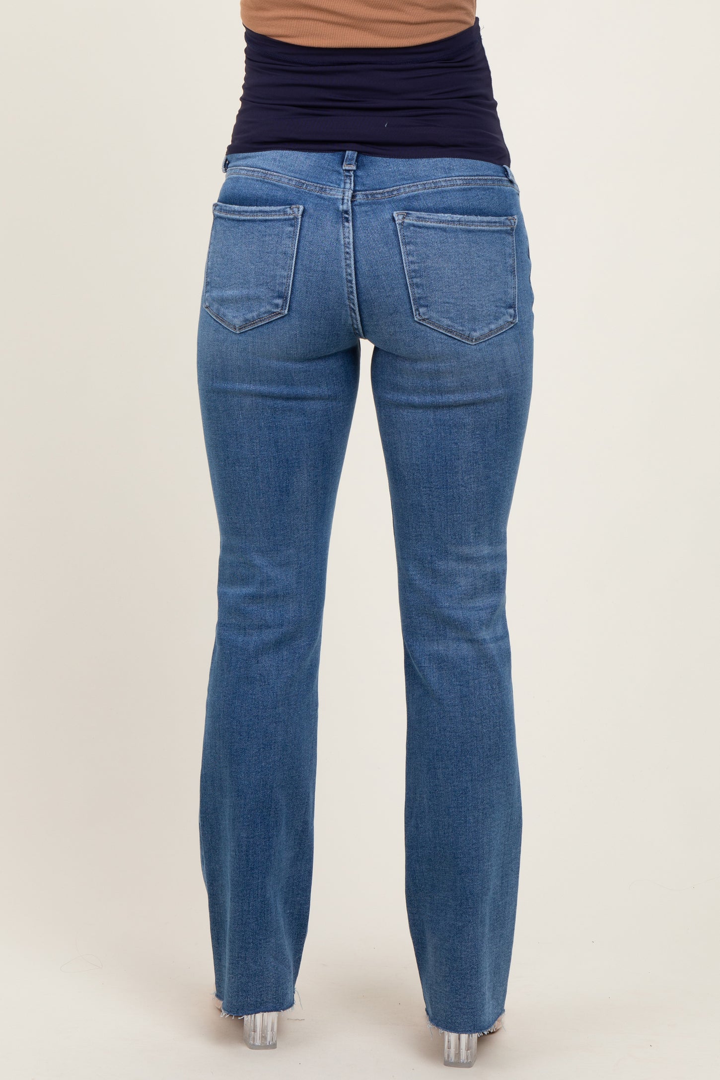 Blue Raw Hem Maternity Bootcut Jeans