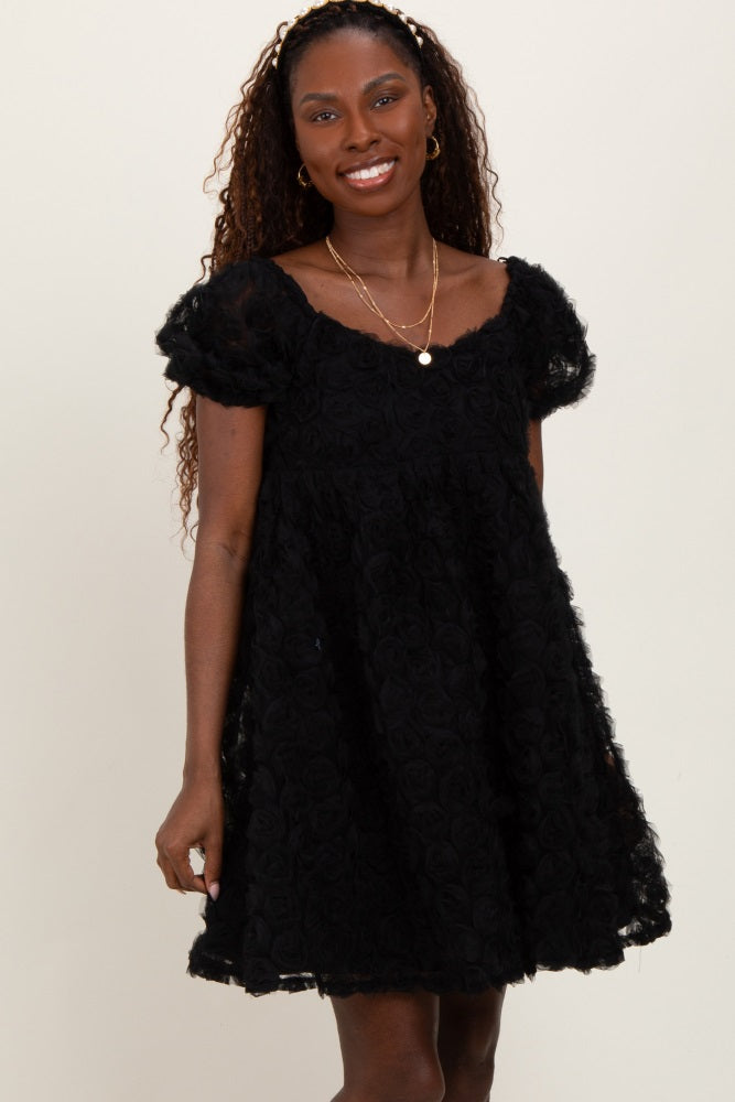 black floral applique dress Floral Applique Dress main image 0