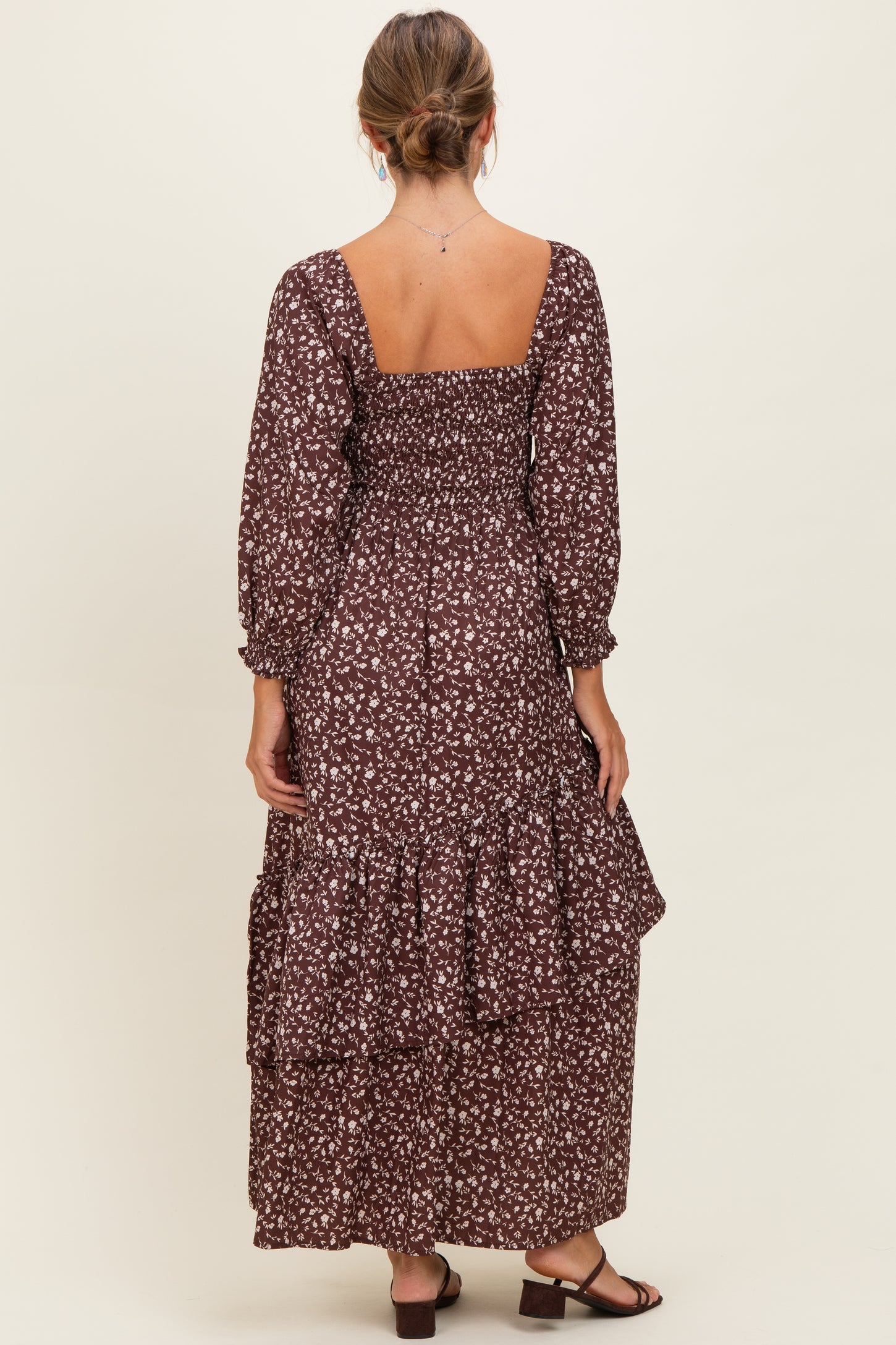 floral print asymmetrical ruffle hem dress I.N. San Francisco Floral Printed Cowl Neck Asymmetrical Ruffle Hem Midi Dress, Womens, Juniors, L, Multi