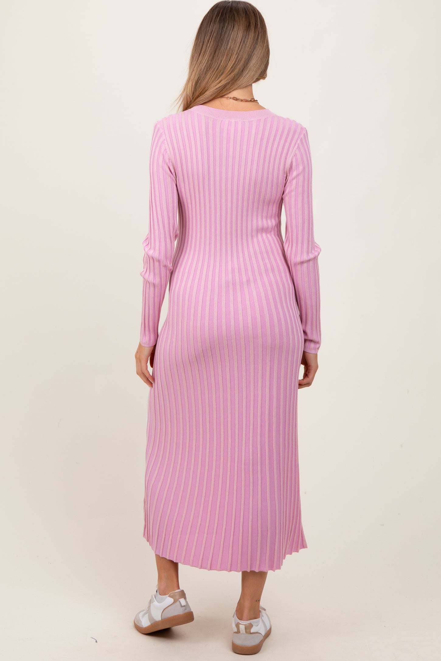 Pink Thick Ribbed Knit Maternity Maxi Sweater Dress – PinkBlush