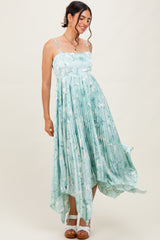 Sage Floral Woven Pleat Skirt Maternity Maxi Dress