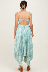 Sage Floral Woven Pleat Skirt Maternity Maxi Dress