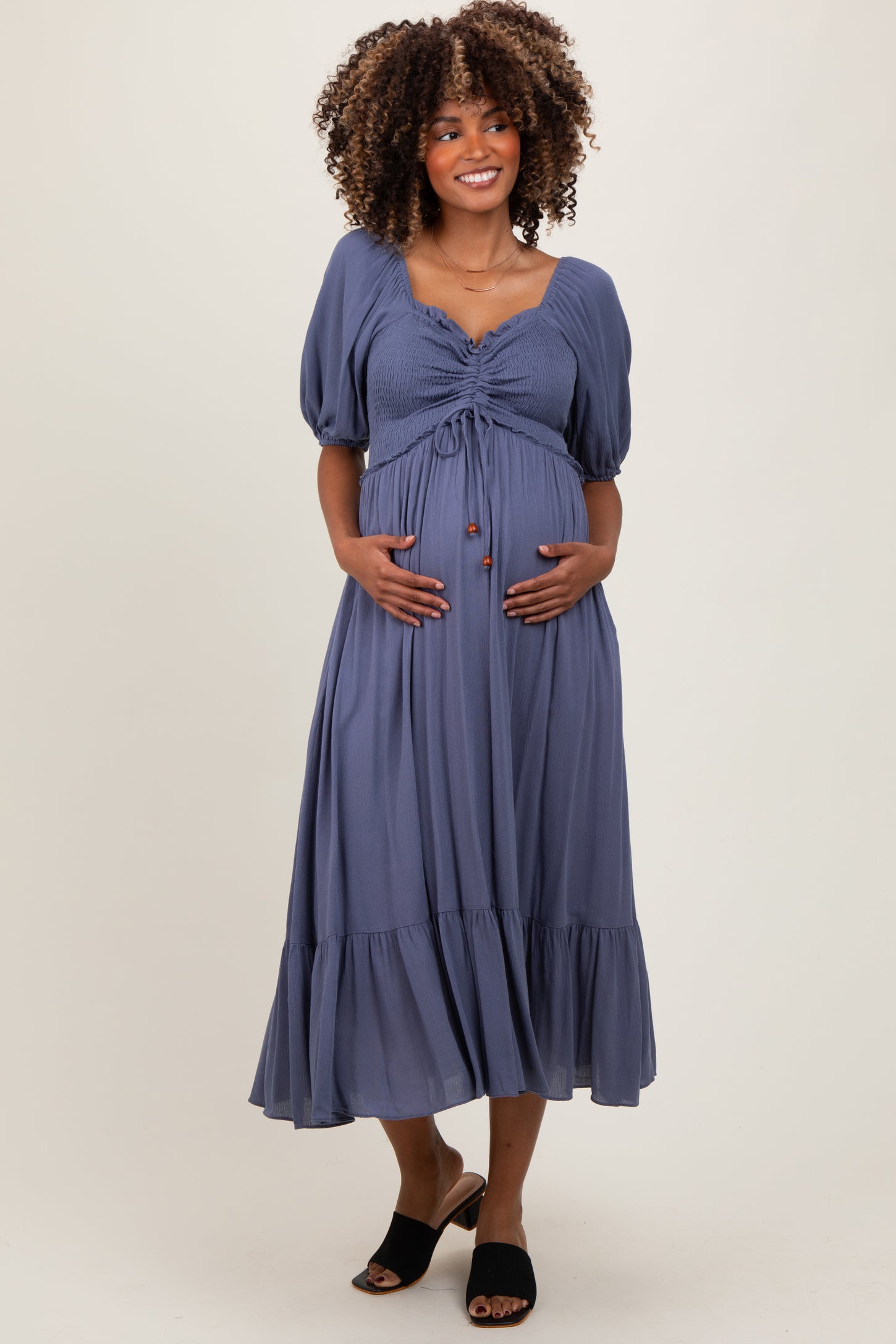 Maternity Dresses Nursing Mom Dresses Blue Smocked Cinched Front Maternity Maxi Dress PinkBlush Maternity Dresses Nursing Mom Dresses Blue Smocked Cinched Front Maternity Maxi Dress PinkBlush