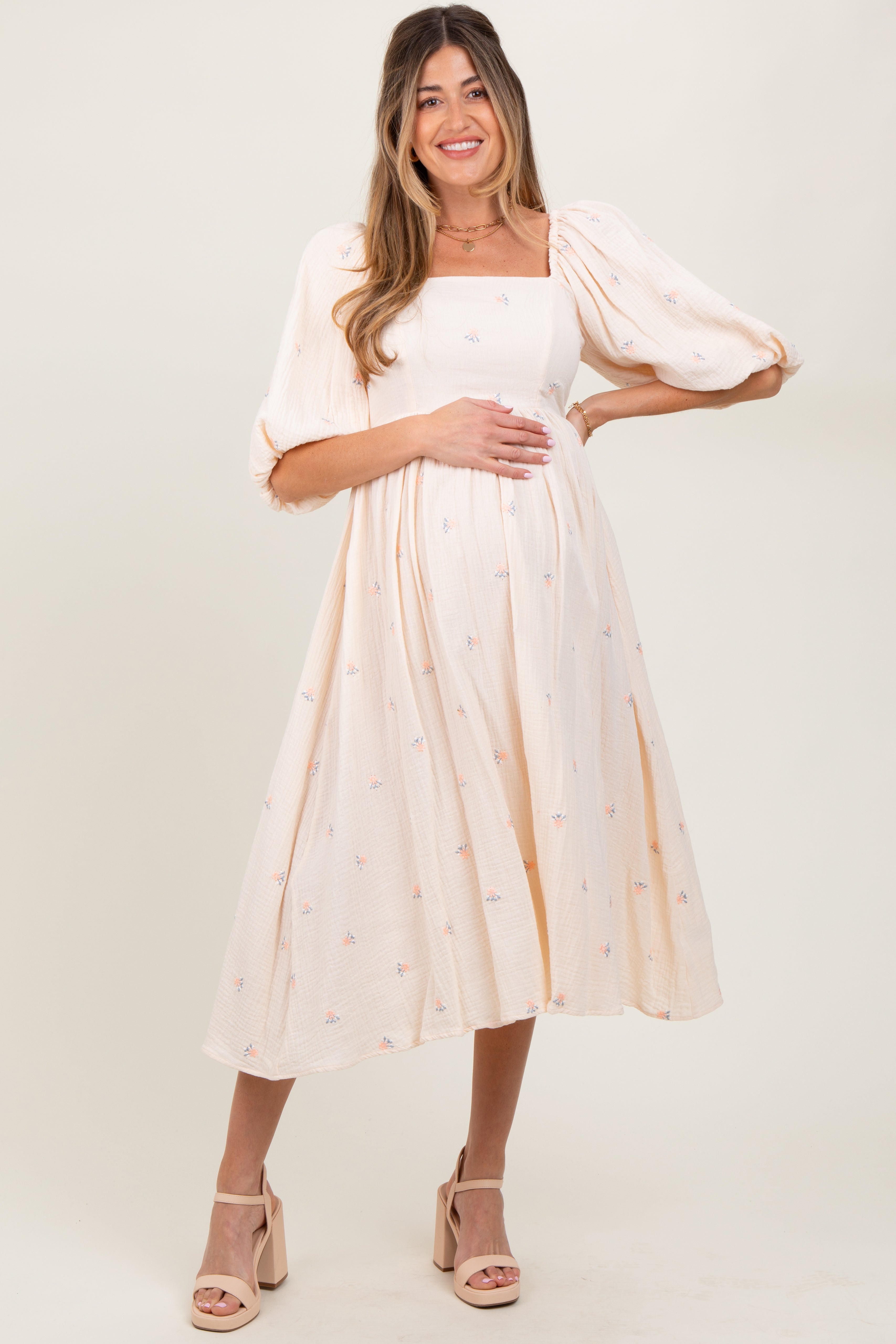 maternity dress cream Drusilla Cream Asymmetric-Neck Maternity Maxi Dress With Gathered De  Club  L London