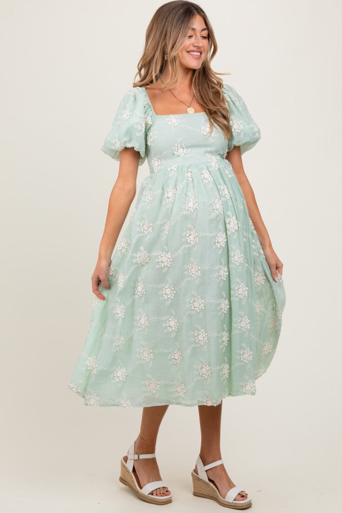 Mint Textured Maternity Midi Dress