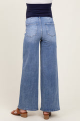 Light Blue Relaxed Wide Leg Maternity Jeans