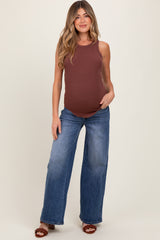 Blue Relaxed Wide Leg Maternity Jeans