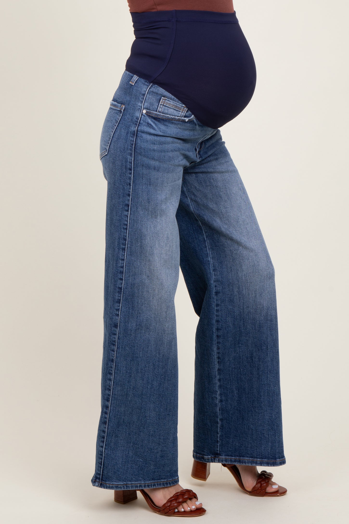 Blue Relaxed Wide Leg Maternity Jeans