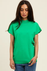 Green Mock Neck Knit Top
