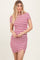 Burgundy Striped Ribbed Split Hem Mini Dress