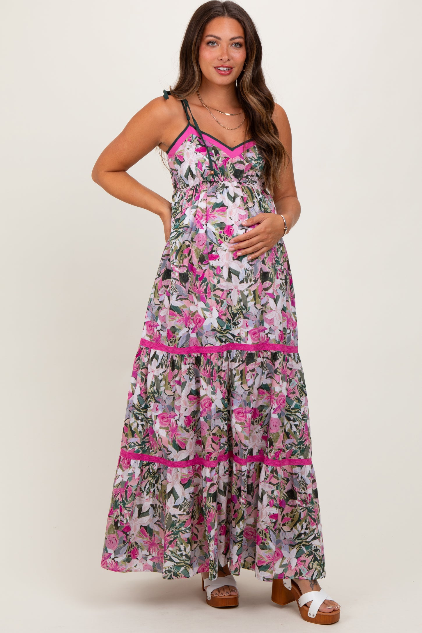 pink blush maternity floral maxi dress Fashionable Floral Maternity Maxi Dress + Pink Blush Giveaway