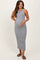 Heather Grey Ribbed Sleeveless Side Slit Maternity Midi Dress