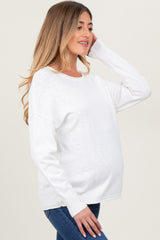 Ivory Heather Unfinished Hem Maternity Sweater