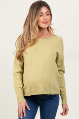 Lime Heather Unfinished Hem Maternity Sweater