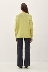 Lime Heather Unfinished Hem Sweater
