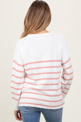 Peach Striped Cuff Maternity Sweater