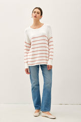 Peach Striped Cuff Sweater