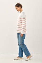 Peach Striped Cuff Sweater