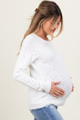 Ivory Oversized Slub Knit Maternity Sweater