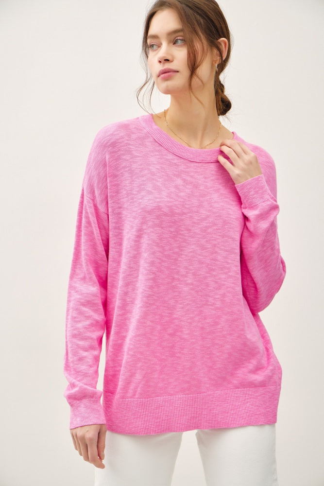 Pink Oversized Slub Knit Maternity Sweater