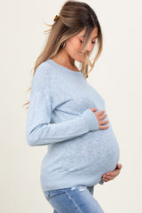Light Blue Oversized Slub Knit Maternity Sweater
