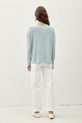 Light Blue Brushed Knit Henley Top