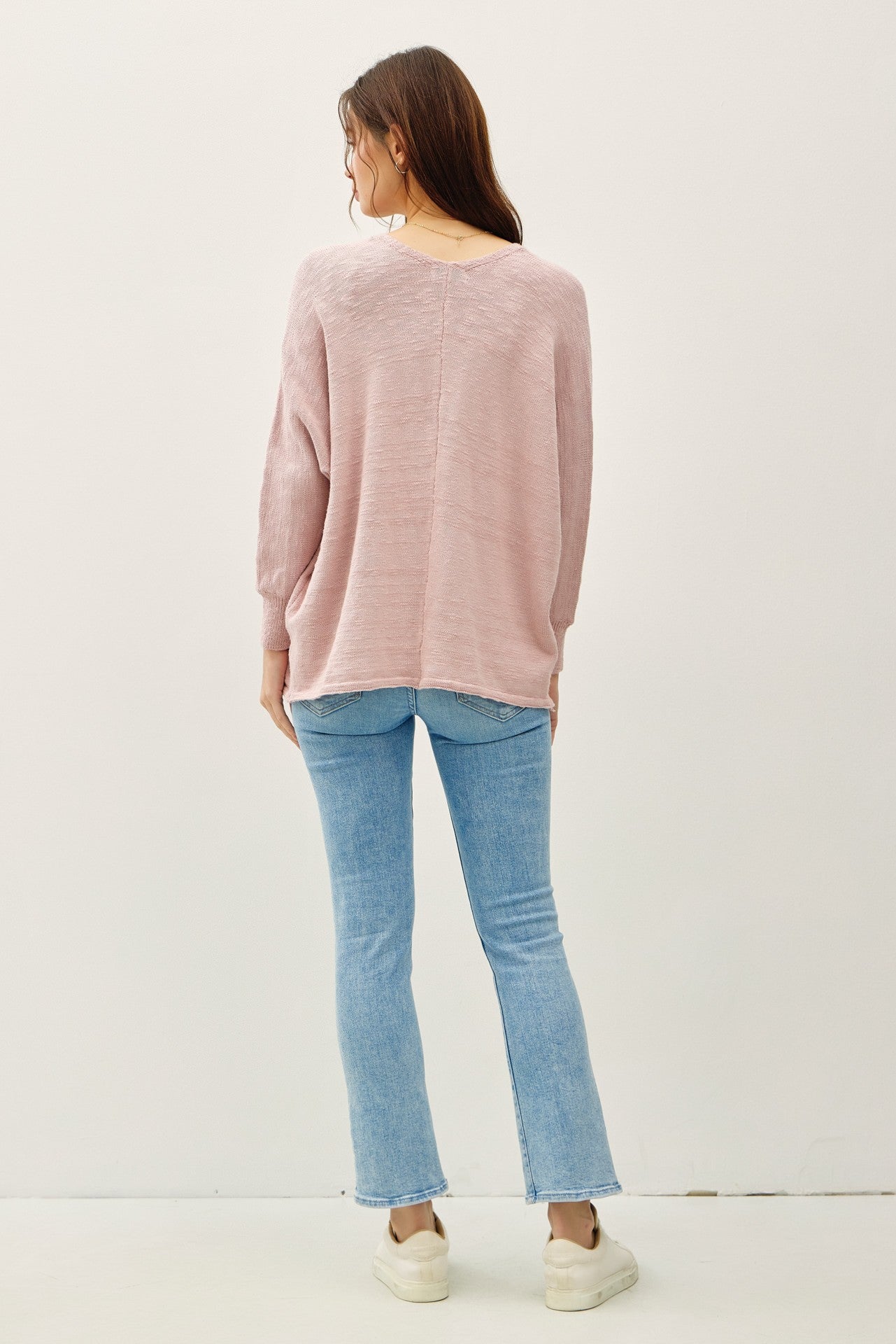 Pink Slub Knit Open Cardigan