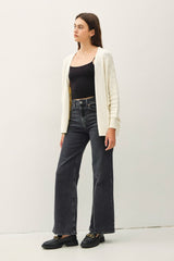 Cream Slub Knit Open Cardigan