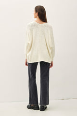 Cream Slub Knit Open Cardigan