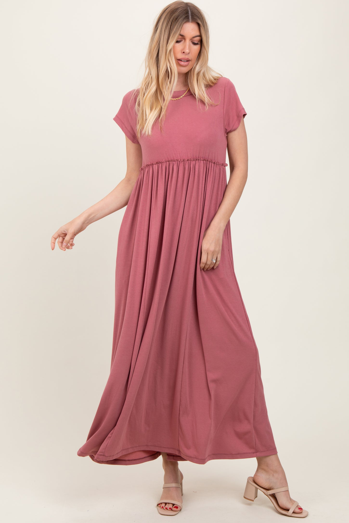 Mauve Short Sleeve Pocketed Maxi Dress – PinkBlush Mauve Short Sleeve Pocketed Maxi Dress – PinkBlush