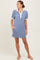 Blue Striped Ribbed Texture Polo Dress