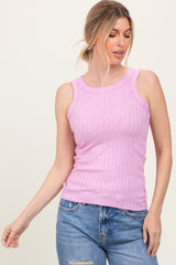 Pink Heather Ribbed Scoop Neck Maternity Tank