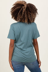 Light Olive Oversized V-Neck Short Sleeve Maternity Tee